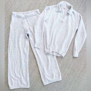 Softies Solid Marshmallow collard Neck Lounge Set - CoCo - Small white cream
